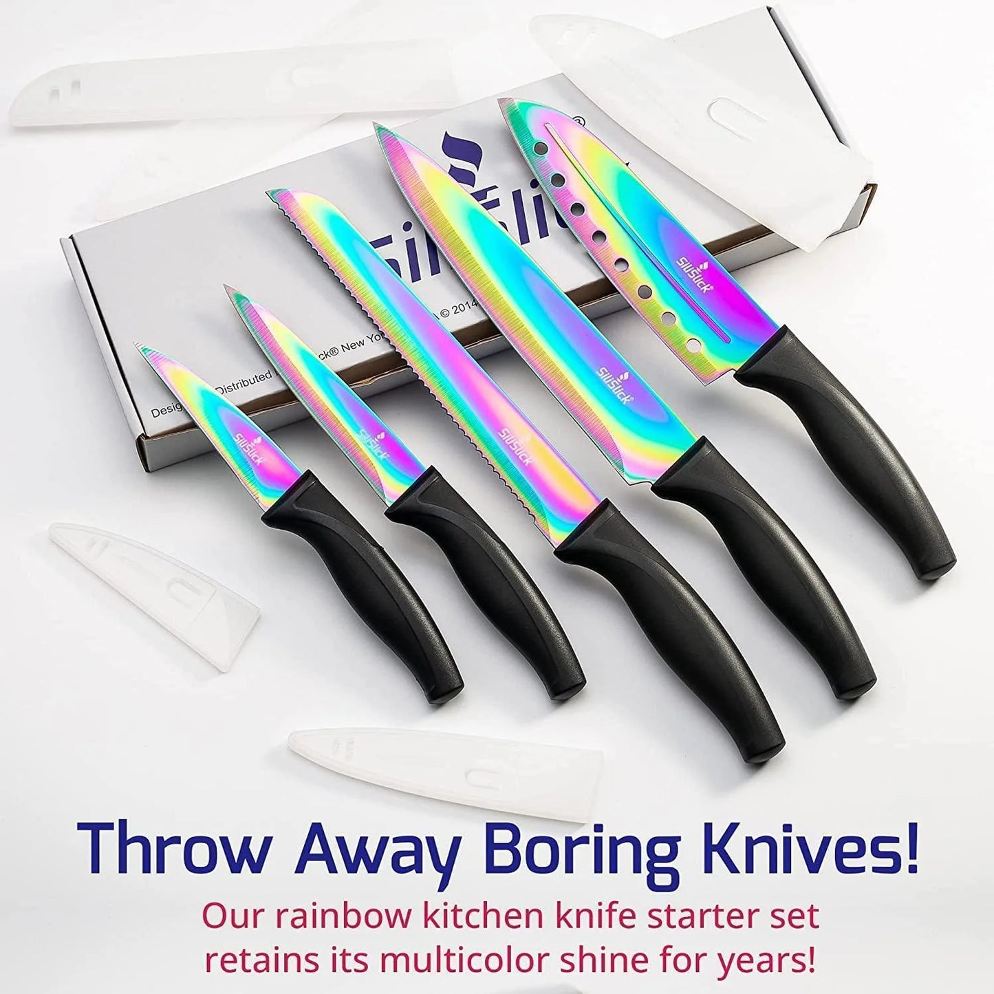 Premium 5-Piece Kitchen Knife Set with Razor-Sharp Blades, Incl. Sharpener & Magnetic Wall Hanger – Perfect for Culinary Enthusiasts