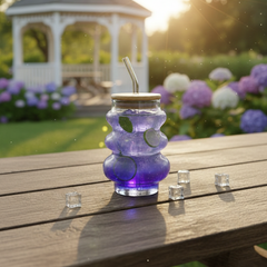 SmokyRippled Airtight Glass Tumbler with Straw