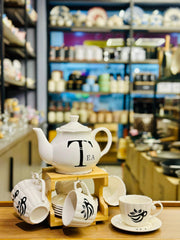 Tea set with wooden base 15 piece