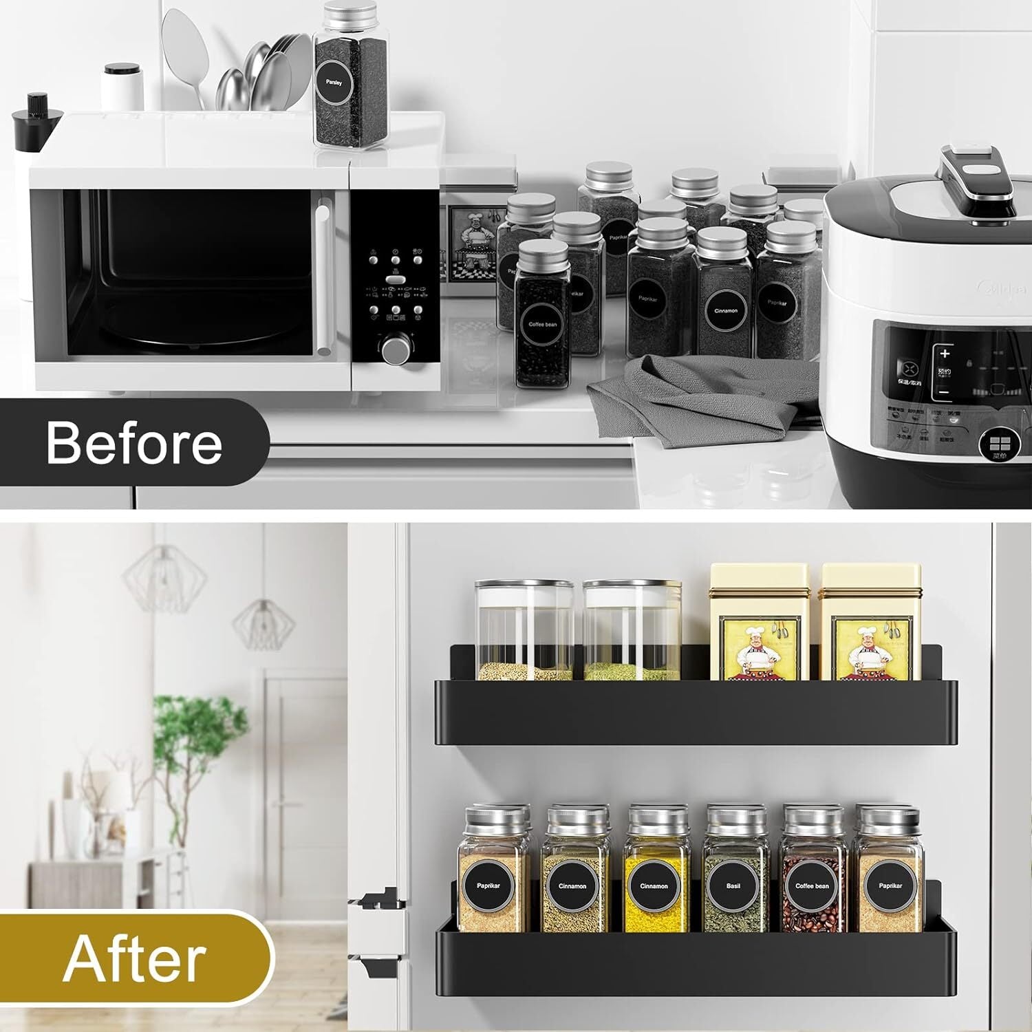 Maximize Your Kitchen Space with Our 4 Pack Magnetic Spice Rack Organizer Set - Ideal for Effortless Refrigerator Storage!