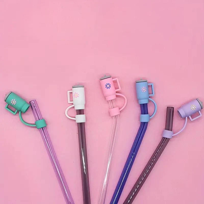 Brighten Up Your Drinks with Fun and Colorful Reusable Silicone Straw Caps – Available in Assorted Designs (1–6 pcs)