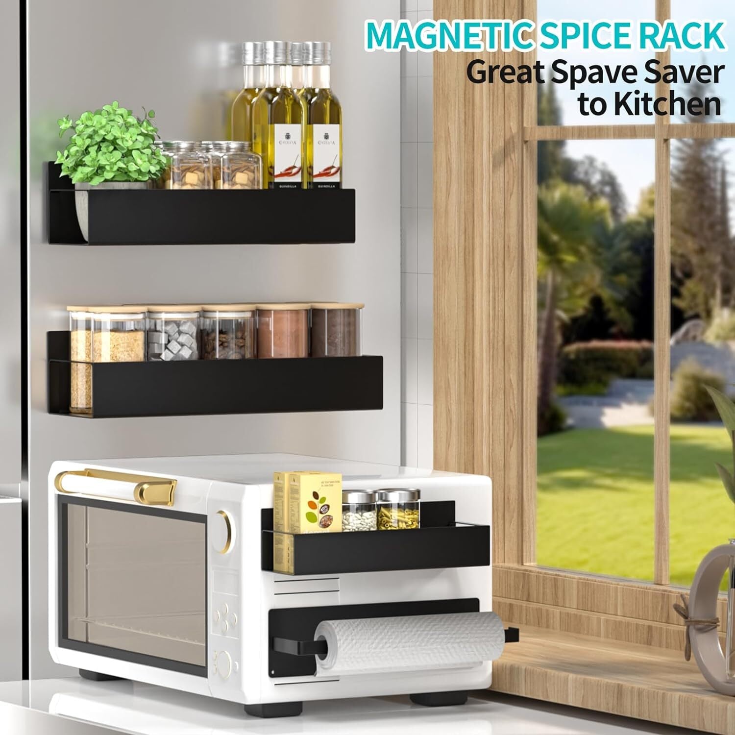 Maximize Your Kitchen Space with Our 4 Pack Magnetic Spice Rack Organizer Set - Ideal for Effortless Refrigerator Storage!