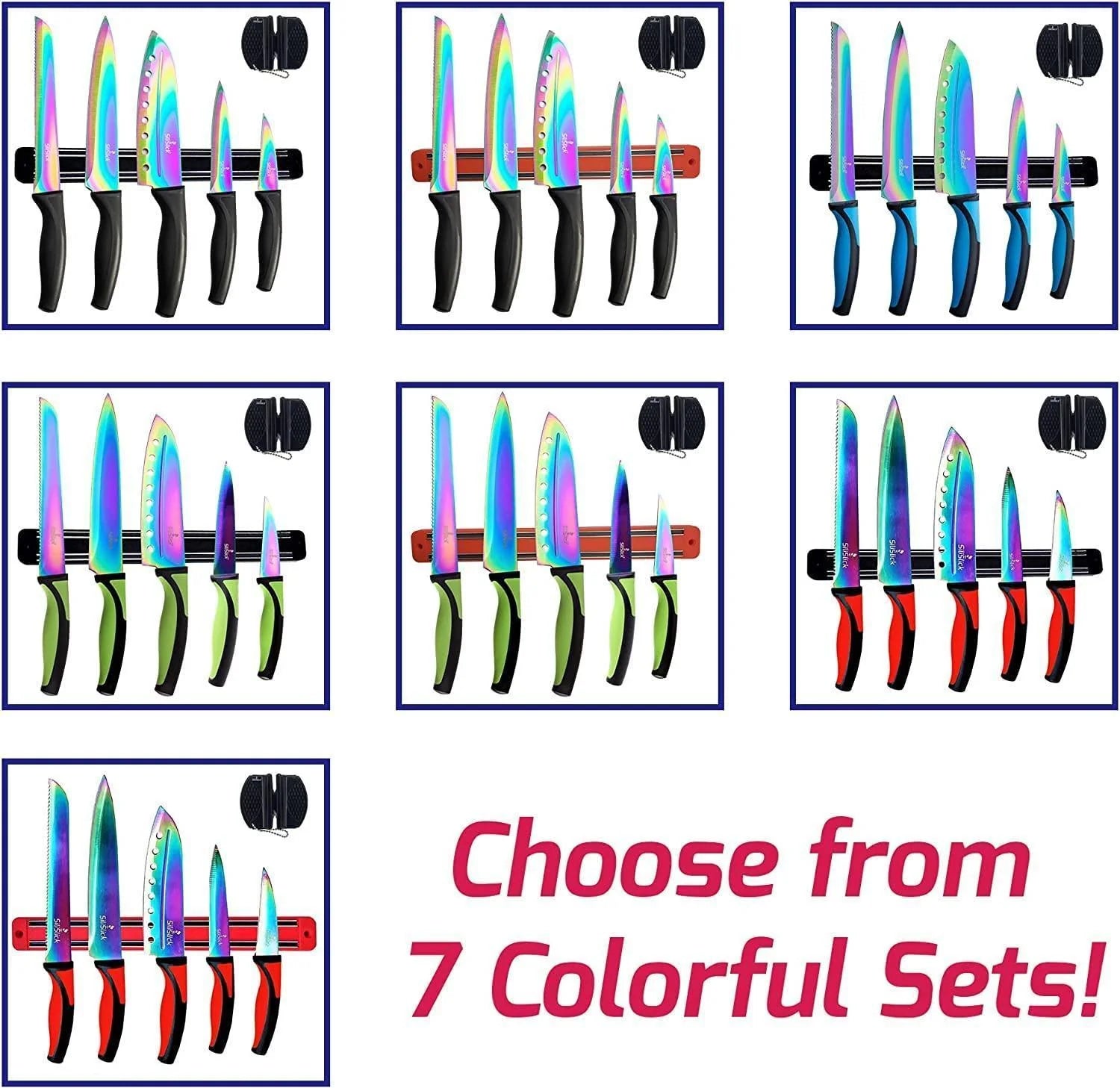 Premium 5-Piece Kitchen Knife Set with Razor-Sharp Blades, Incl. Sharpener & Magnetic Wall Hanger – Perfect for Culinary Enthusiasts