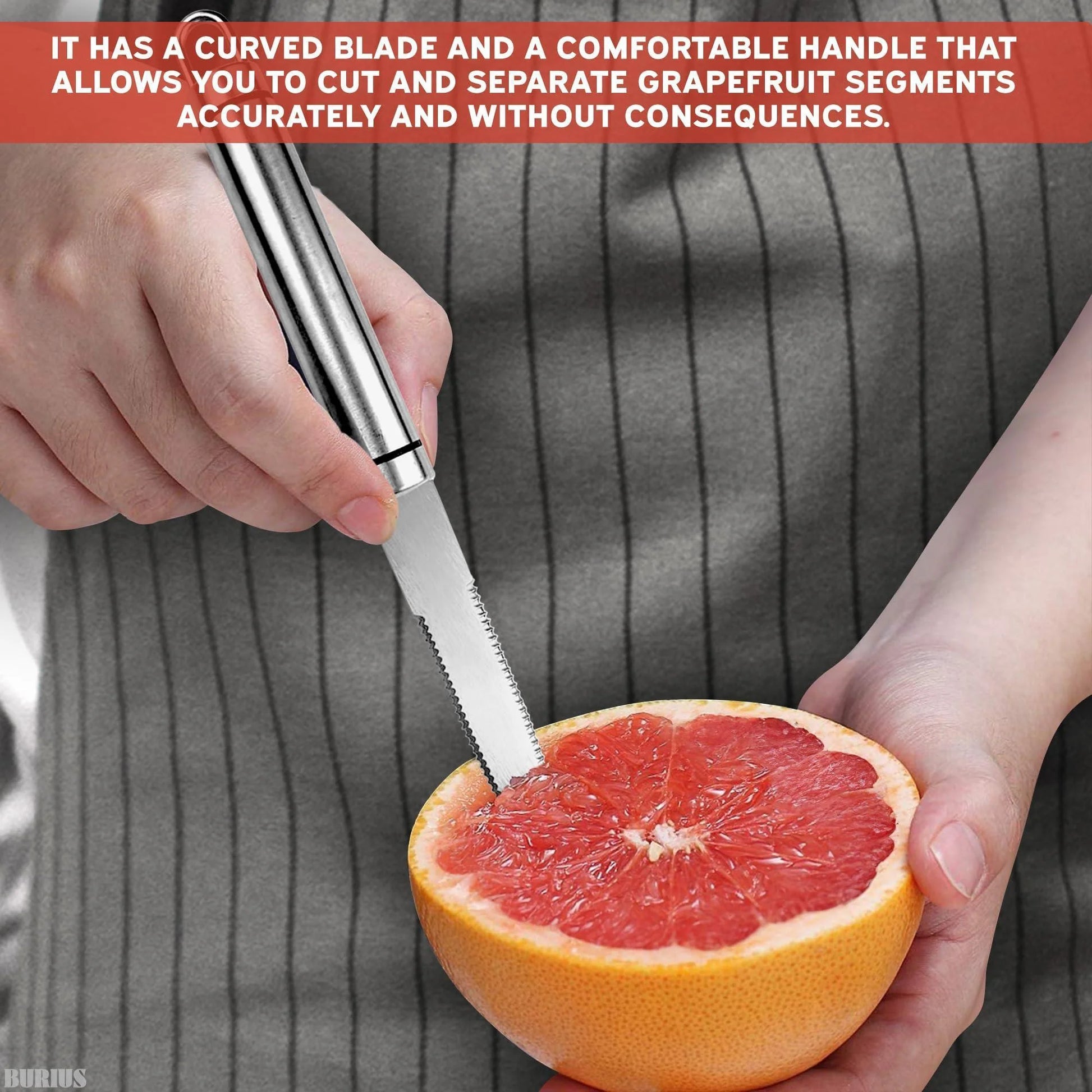 Grapefruit Knife with Curved Serrated Blade Fruit Slicer and Cutter for Oranges Kitchen Gadget Stainless Steel Small Knife for Home
