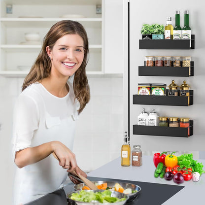 Maximize Your Kitchen Space with Our 4 Pack Magnetic Spice Rack Organizer Set - Ideal for Effortless Refrigerator Storage!