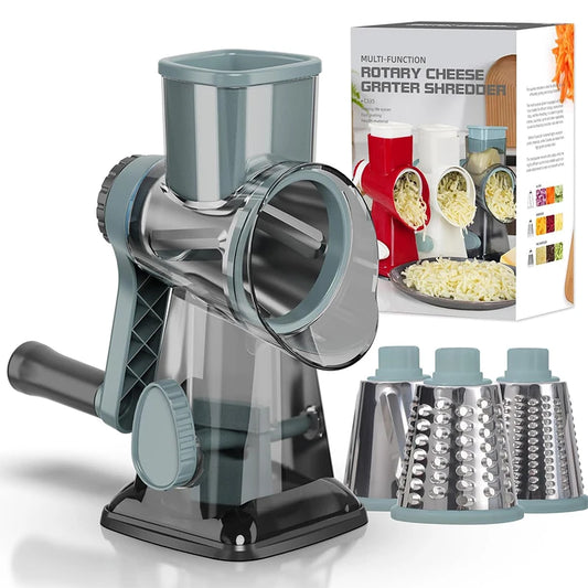 Transform Your Kitchen with the Multi-Function Rotary 3-in-1 Cheese Grater, Vegetable Slicer & Nut Grinder - Effortless Food Prep Made Easy!