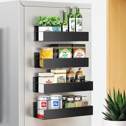 Maximize Your Kitchen Space with Our 4 Pack Magnetic Spice Rack Organizer Set - Ideal for Effortless Refrigerator Storage!