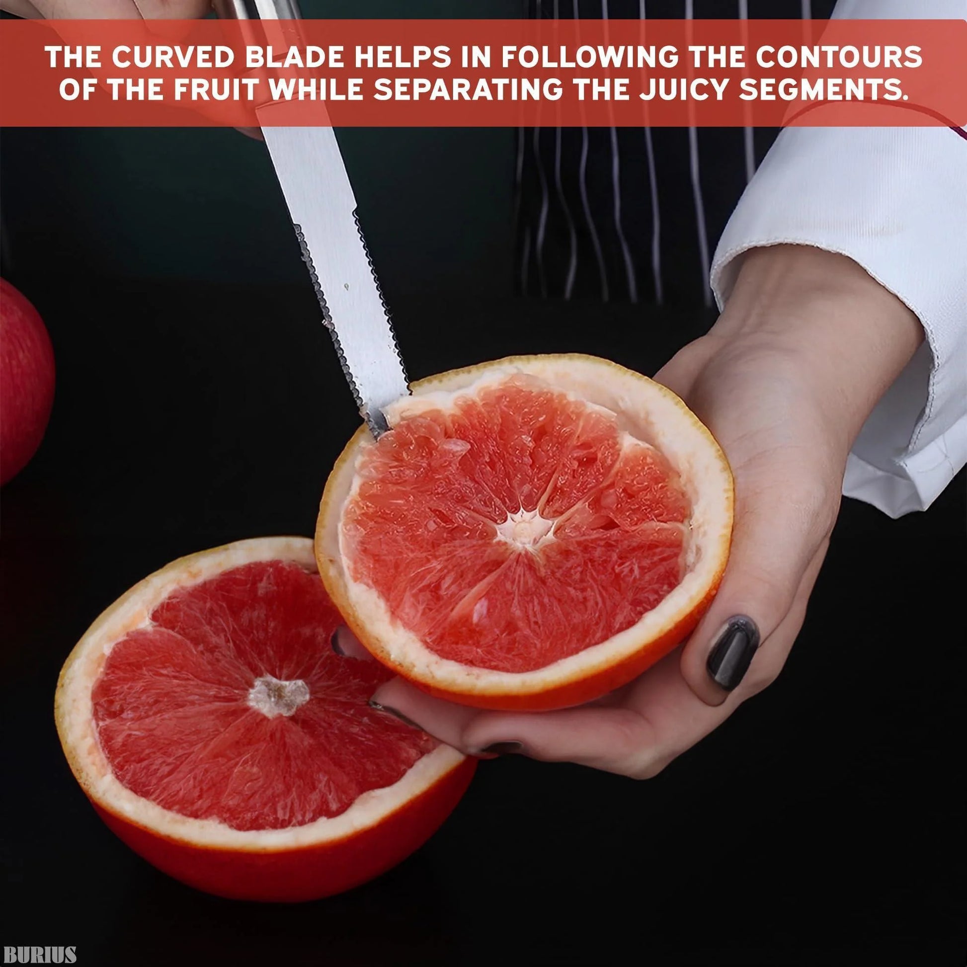 Grapefruit Knife with Curved Serrated Blade Fruit Slicer and Cutter for Oranges Kitchen Gadget Stainless Steel Small Knife for Home