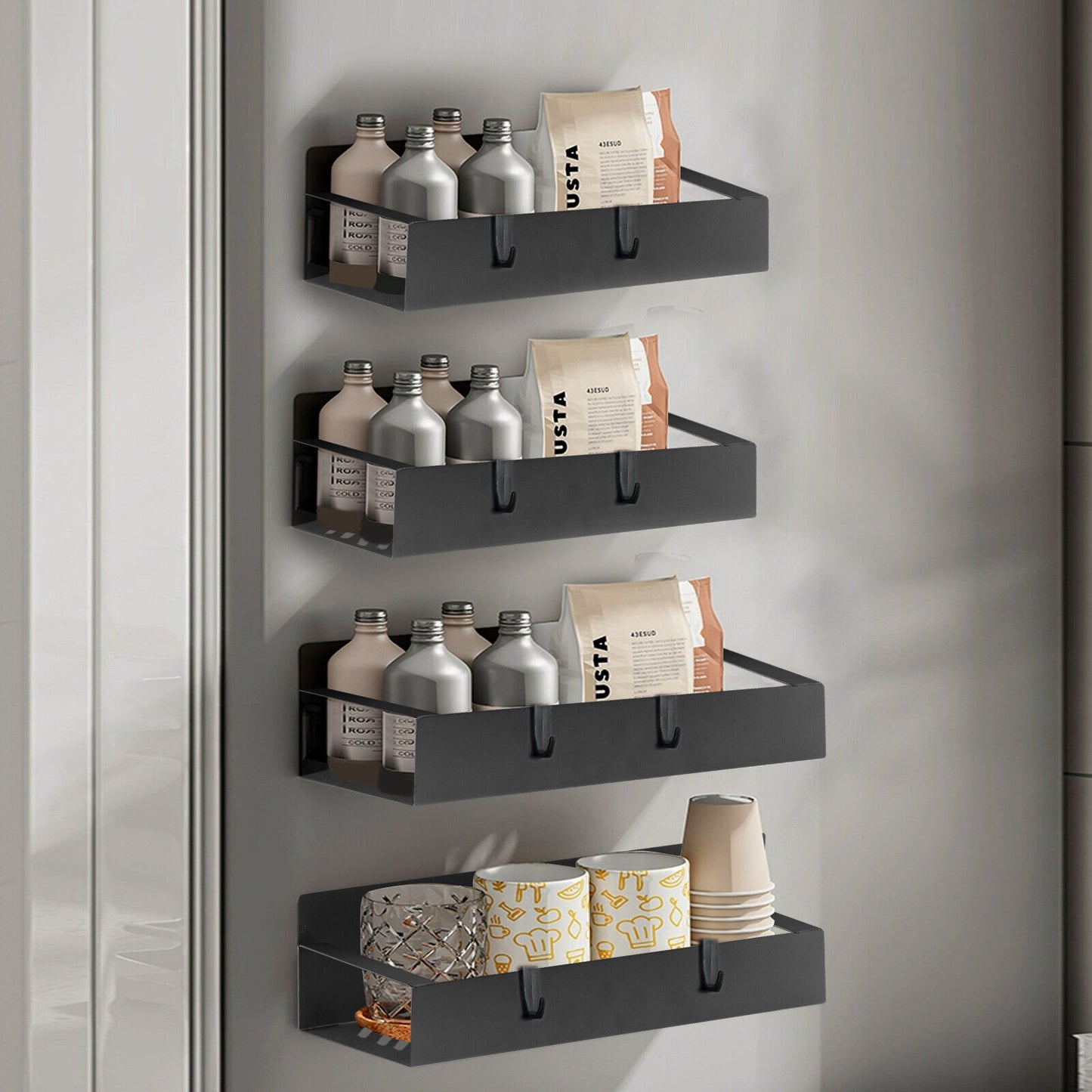 Maximize Your Kitchen Space with Our 4 Pack Magnetic Spice Rack Organizer Set - Ideal for Effortless Refrigerator Storage!