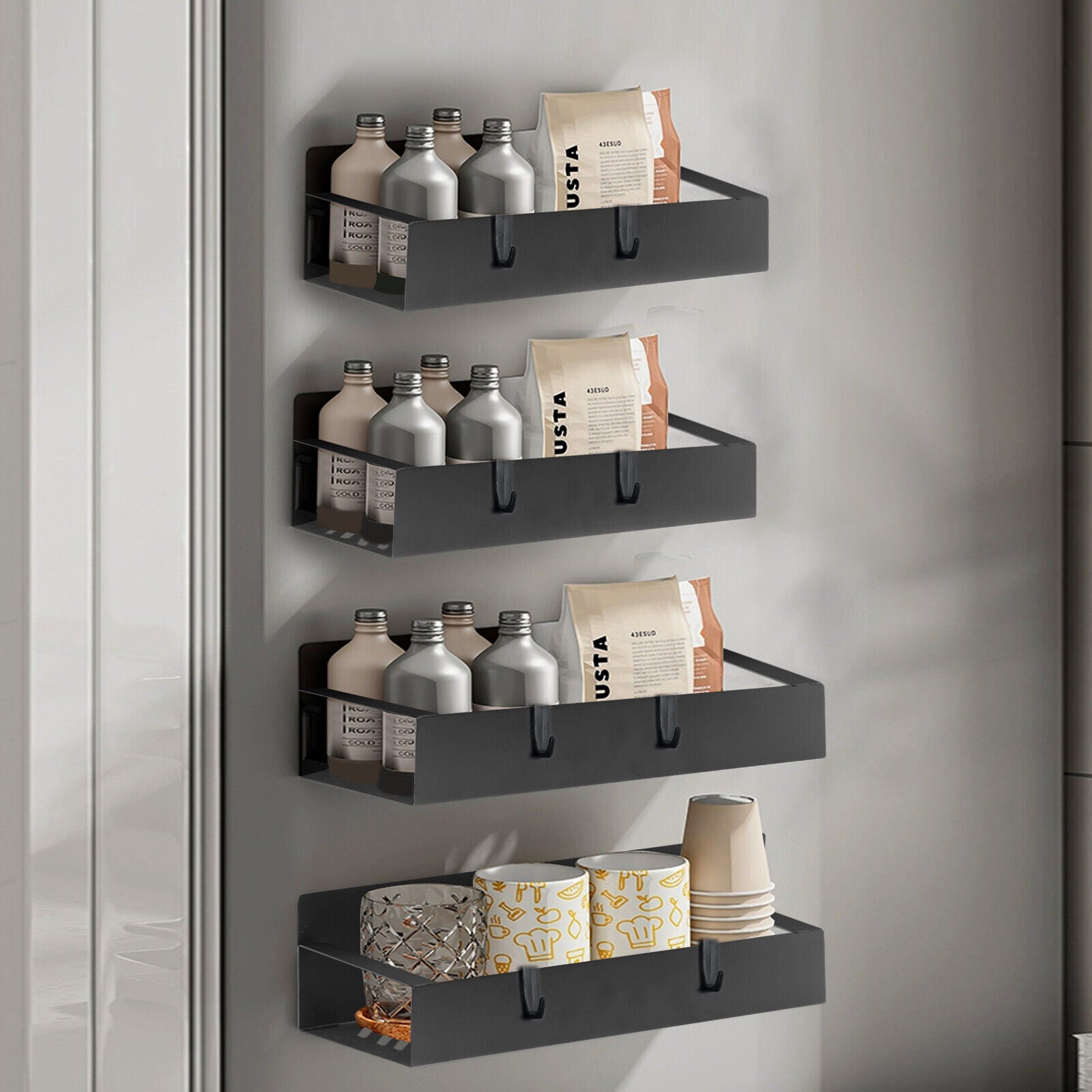 Maximize Your Kitchen Space with Our 4 Pack Magnetic Spice Rack Organizer Set - Ideal for Effortless Refrigerator Storage!