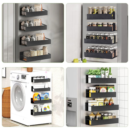 Maximize Your Kitchen Space with Our 4 Pack Magnetic Spice Rack Organizer Set - Ideal for Effortless Refrigerator Storage!