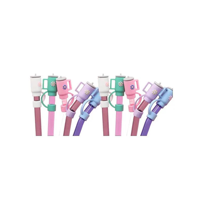 Brighten Up Your Drinks with Fun and Colorful Reusable Silicone Straw Caps – Available in Assorted Designs (1–6 pcs)