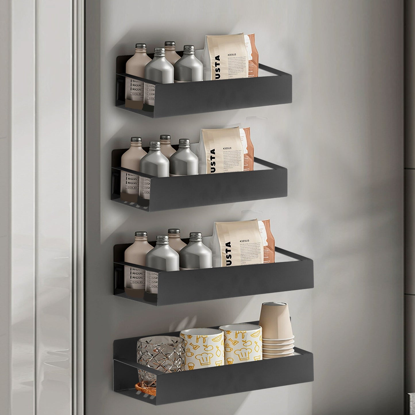 Maximize Your Kitchen Space with Our 4 Pack Magnetic Spice Rack Organizer Set - Ideal for Effortless Refrigerator Storage!