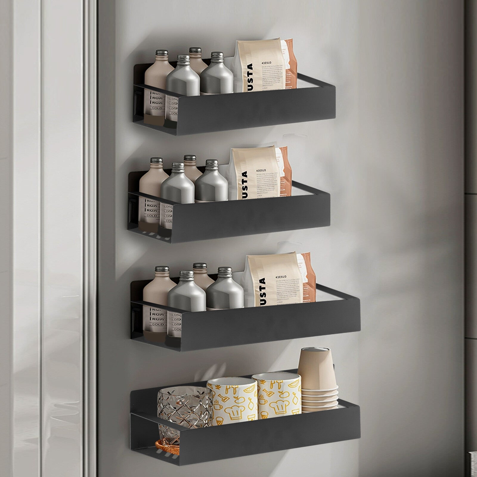 Maximize Your Kitchen Space with Our 4 Pack Magnetic Spice Rack Organizer Set - Ideal for Effortless Refrigerator Storage!