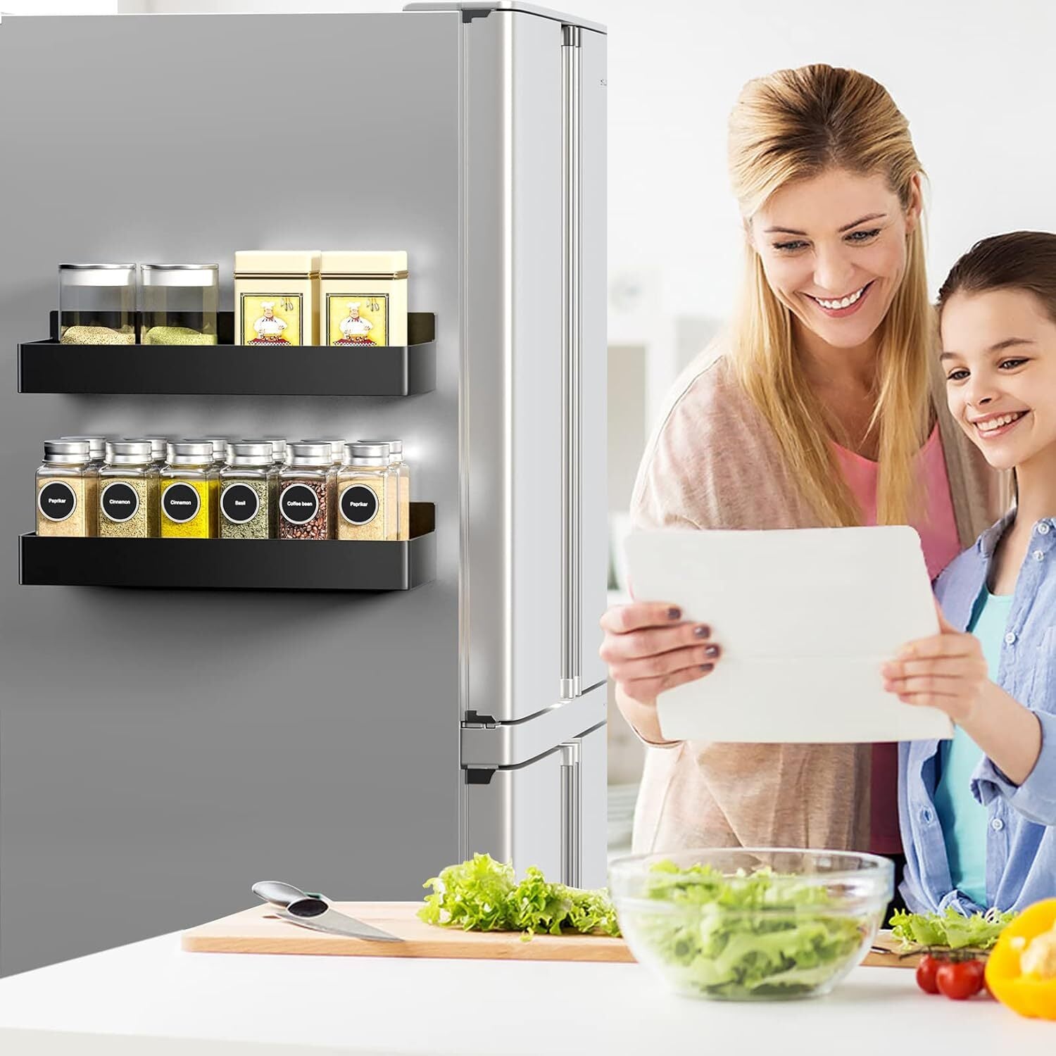 Maximize Your Kitchen Space with Our 4 Pack Magnetic Spice Rack Organizer Set - Ideal for Effortless Refrigerator Storage!