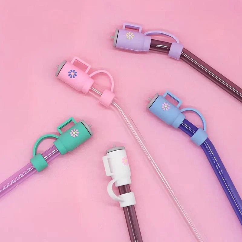 Brighten Up Your Drinks with Fun and Colorful Reusable Silicone Straw Caps – Available in Assorted Designs (1–6 pcs)
