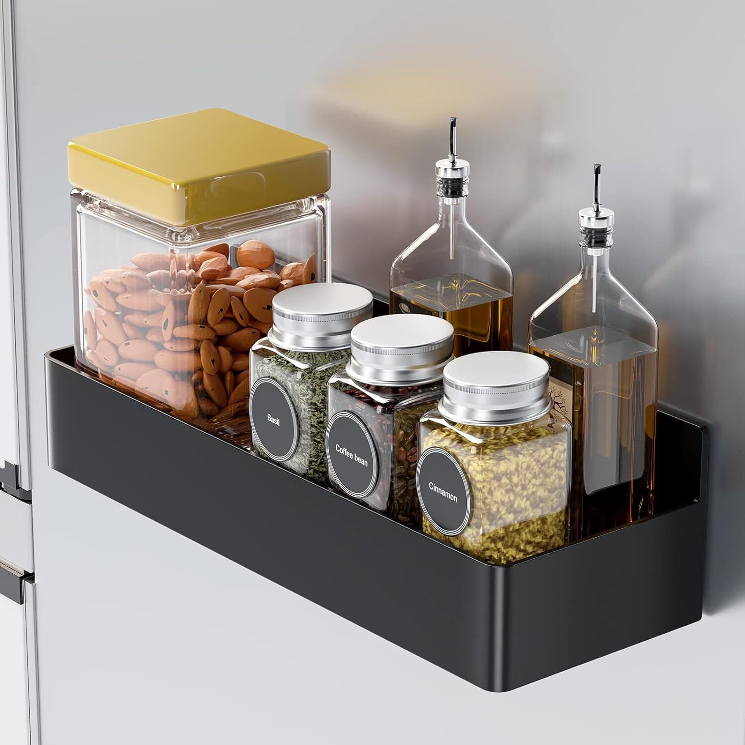 Maximize Your Kitchen Space with Our 4 Pack Magnetic Spice Rack Organizer Set - Ideal for Effortless Refrigerator Storage!