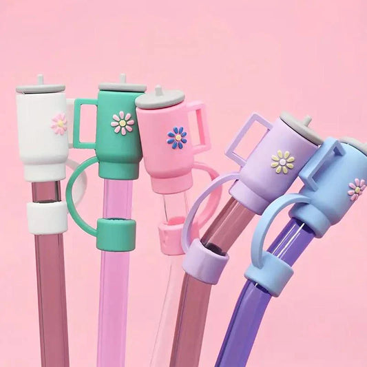 Brighten Up Your Drinks with Fun and Colorful Reusable Silicone Straw Caps – Available in Assorted Designs (1–6 pcs)