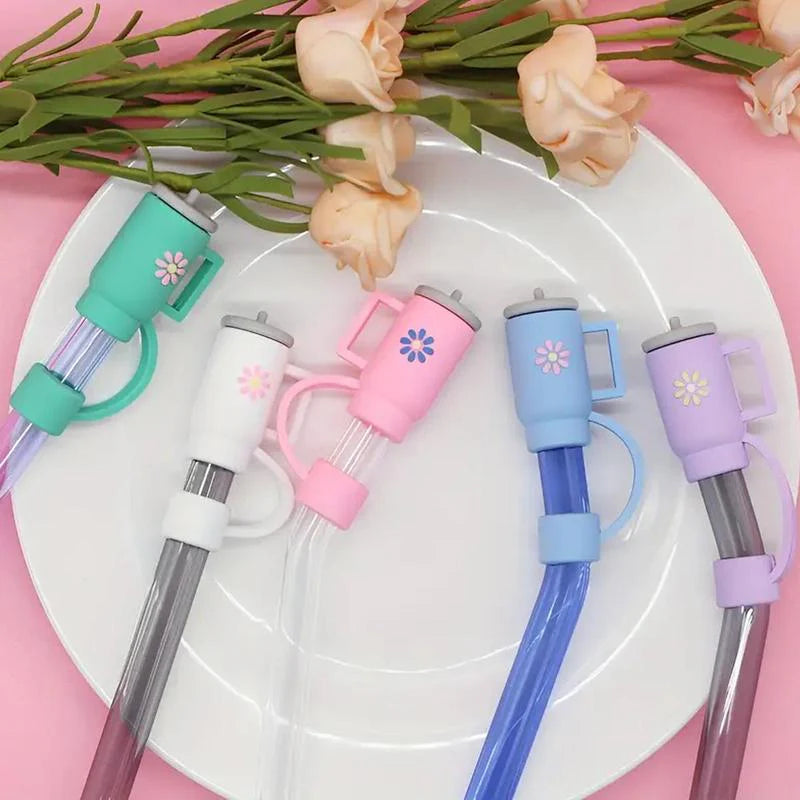 Brighten Up Your Drinks with Fun and Colorful Reusable Silicone Straw Caps – Available in Assorted Designs (1–6 pcs)