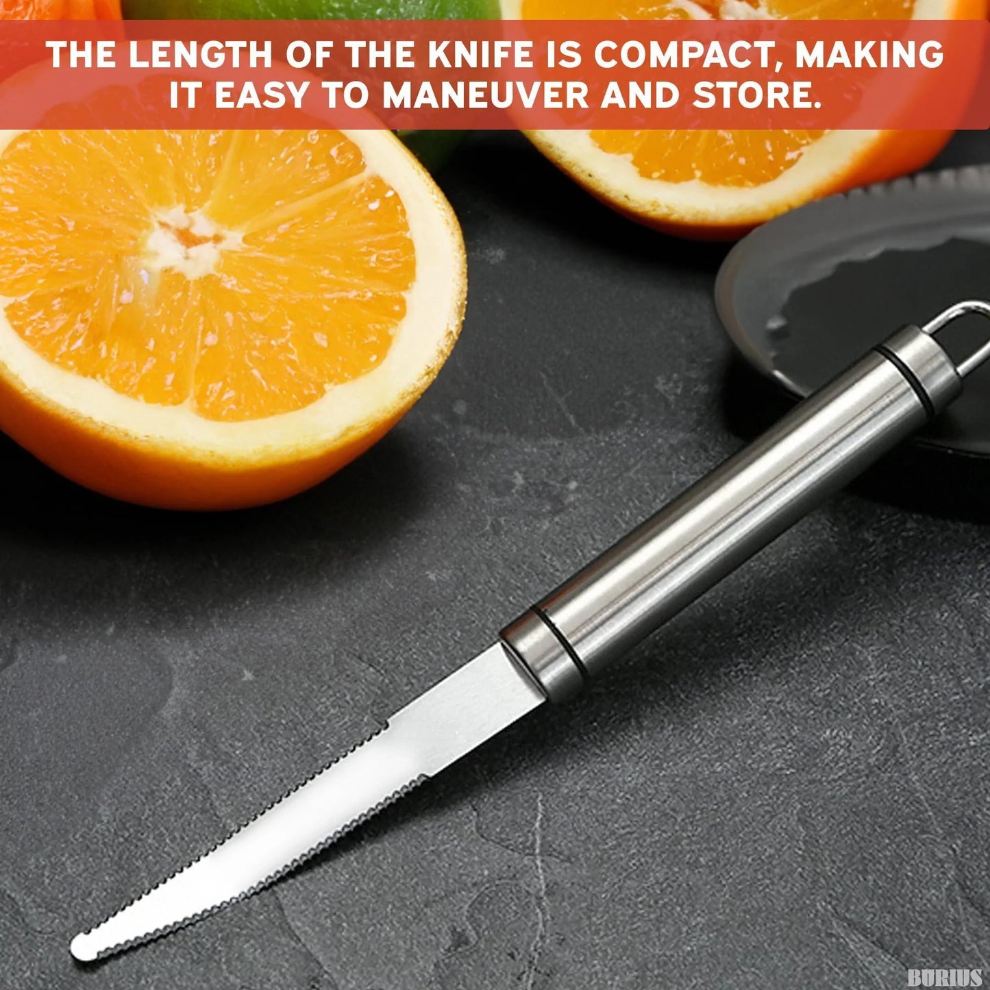 Grapefruit Knife with Curved Serrated Blade Fruit Slicer and Cutter for Oranges Kitchen Gadget Stainless Steel Small Knife for Home