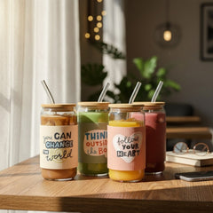 CoolGrip Sleeve Glass Tumbler with Straw