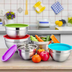 Stainless Steel Bowl Set | Airtight Lids – 5 Pcs | Pure Steel