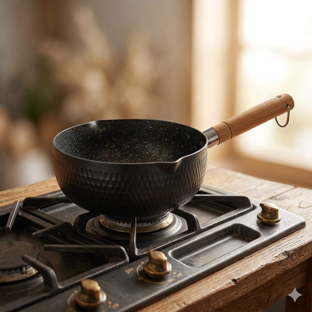 Non-Stick Milk Pot with Handle Black 20CM