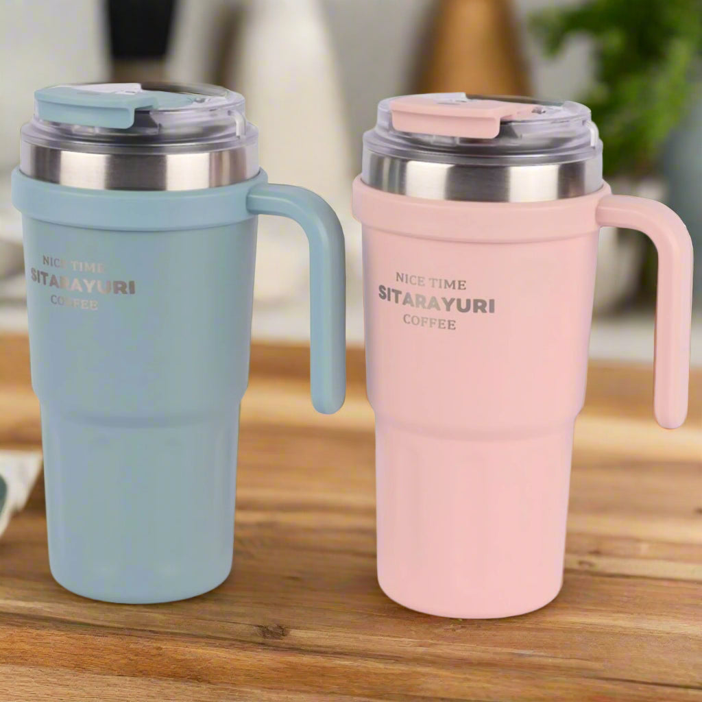 SITARAYURI Dual-Lid Double Wall Insulated Stainless Steel Tumbler (600ml) (ZF-037)
