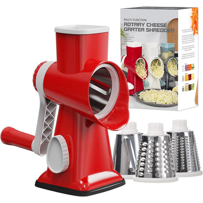 Transform Your Kitchen with the Multi-Function Rotary 3-in-1 Cheese Grater, Vegetable Slicer & Nut Grinder - Effortless Food Prep Made Easy!