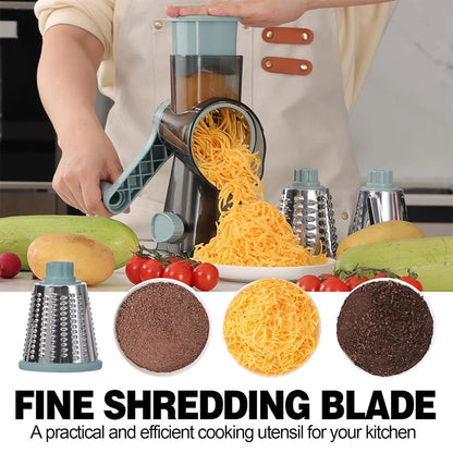 Transform Your Kitchen with the Multi-Function Rotary 3-in-1 Cheese Grater, Vegetable Slicer & Nut Grinder - Effortless Food Prep Made Easy!