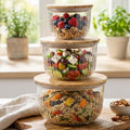 Limon Fluted Design Airtight Glass Bowls Set