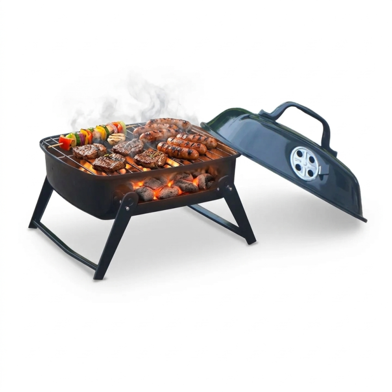 Outdoor Charcoal Barbecue Grill & Campfire Rack | Portable Tabletop Grill for Camping, Picnics, and Outdoor Cooking