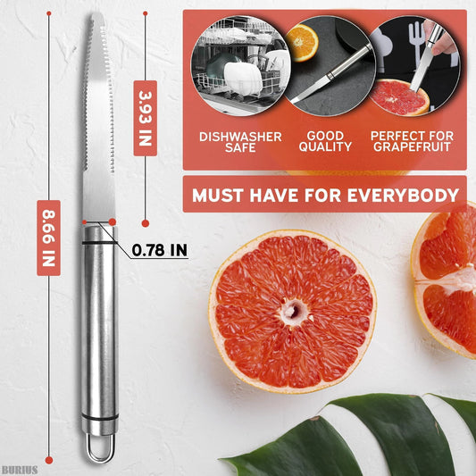 Grapefruit Knife with Curved Serrated Blade Fruit Slicer and Cutter for Oranges Kitchen Gadget Stainless Steel Small Knife for Home