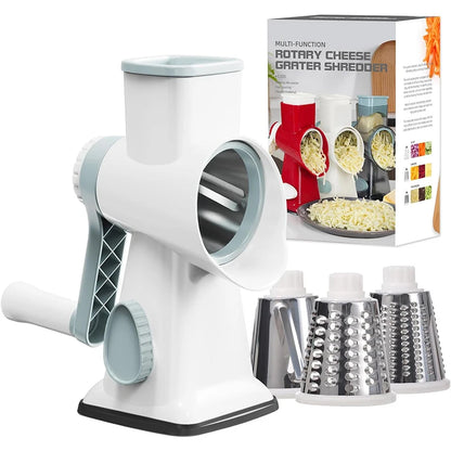 Transform Your Kitchen with the Multi-Function Rotary 3-in-1 Cheese Grater, Vegetable Slicer & Nut Grinder - Effortless Food Prep Made Easy!
