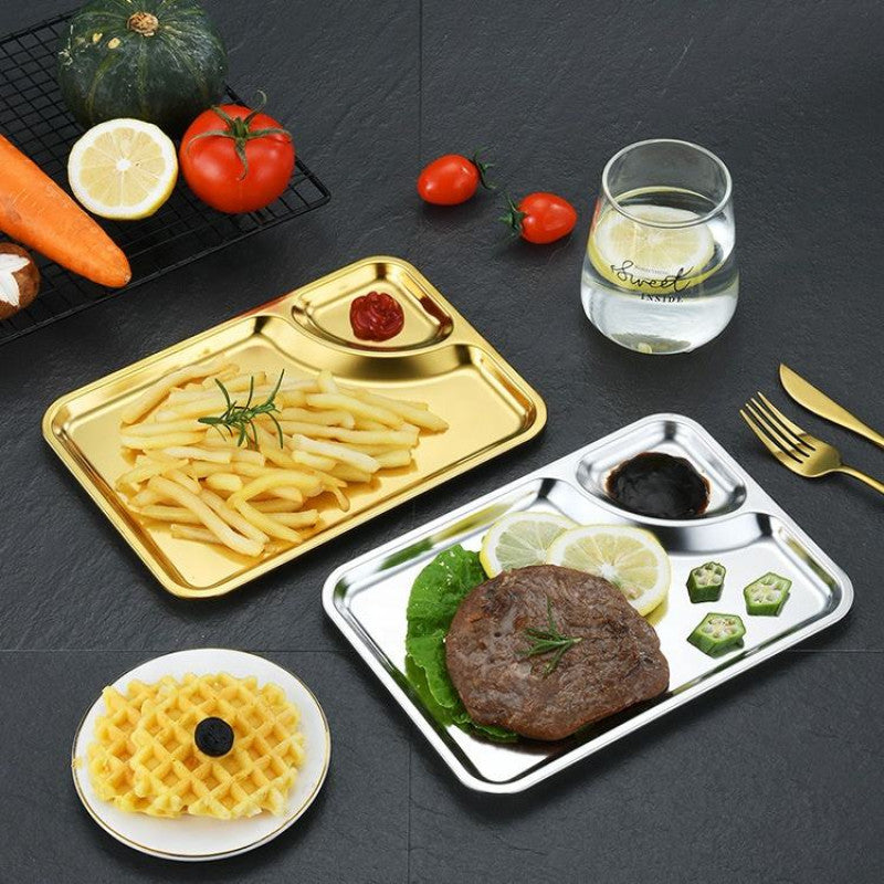 Stainless Steel Golden Serving Plate Premium Dining & Serving Tray