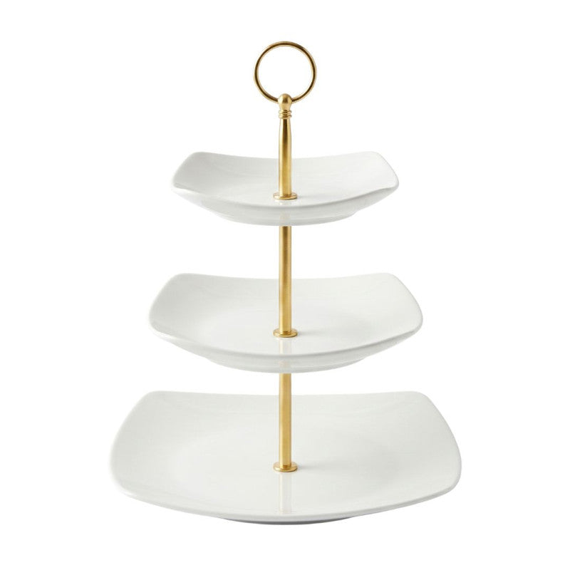 Melamine Square White 3 Tier Cake Stand With Printed Box