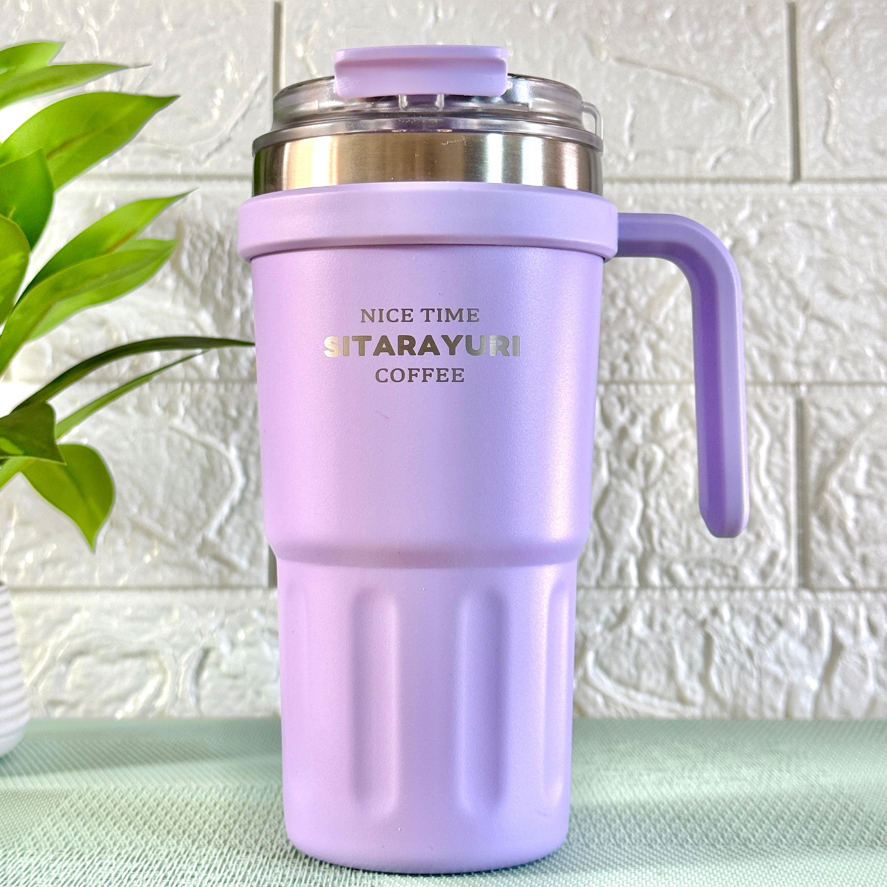 SITARAYURI Dual-Lid Double Wall Insulated Stainless Steel Tumbler (600ml) (ZF-037)