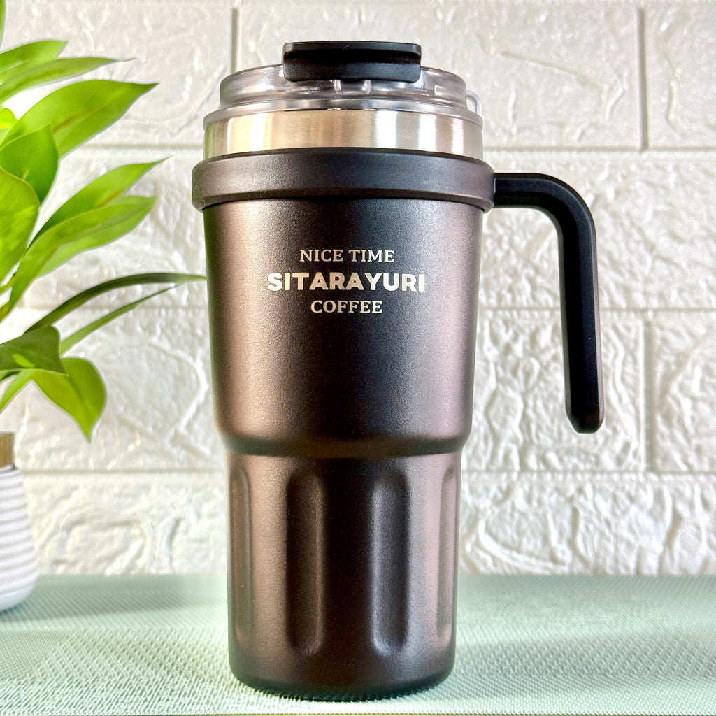 SITARAYURI Dual-Lid Double Wall Insulated Stainless Steel Tumbler (600ml) (ZF-037)