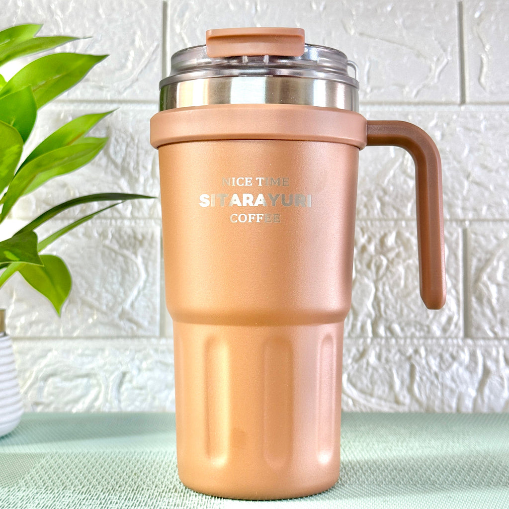 SITARAYURI Dual-Lid Double Wall Insulated Stainless Steel Tumbler (600ml) (ZF-037)