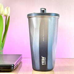 TYESO® Vacuum Insulated Tumbler with Pop-up Steel Straw (600ml) (TS-8848B)