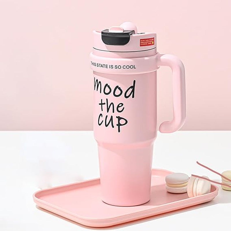 Sporty Style Tumbler with Straw, Water Bottle Stainless Steel, Stylish, Lightweight, Hot and Cold Retention